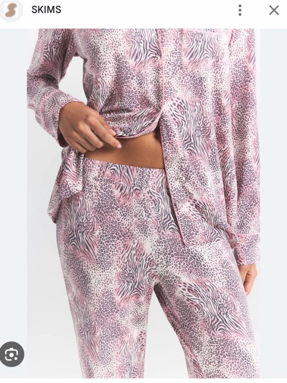 SKIMS Women's Sleep Long Set in the "Bloom Mini Multi Animal" print.  SOLD OUT